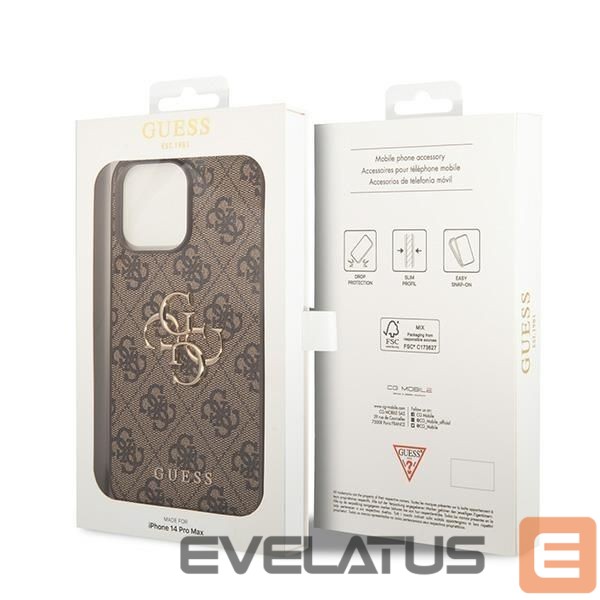 Nugarėlės dėklai Guess Guess GUHCP15X4GMGBR iPhone 15 Pro Max 6.7" brown/brown hardcase 4G Big Metal Logo