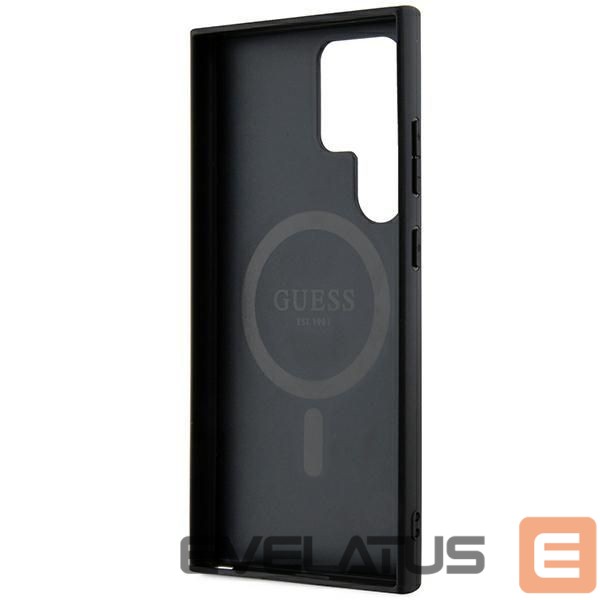Kitas telefono priedas Guess Guess 4G Collection Leather Metal Logo MagSafe Case for Samsung Galaxy S24 Ultra - Black