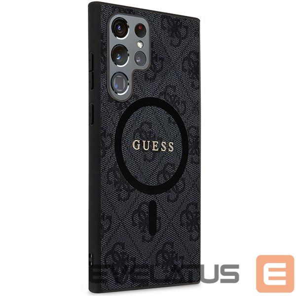 Kitas telefono priedas Guess Guess 4G Collection Leather Metal Logo MagSafe Case for Samsung Galaxy S24 Ultra - Black