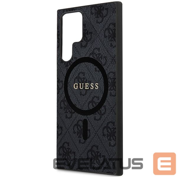 Kitas telefono priedas Guess Guess 4G Collection Leather Metal Logo MagSafe Case for Samsung Galaxy S24 Ultra - Black