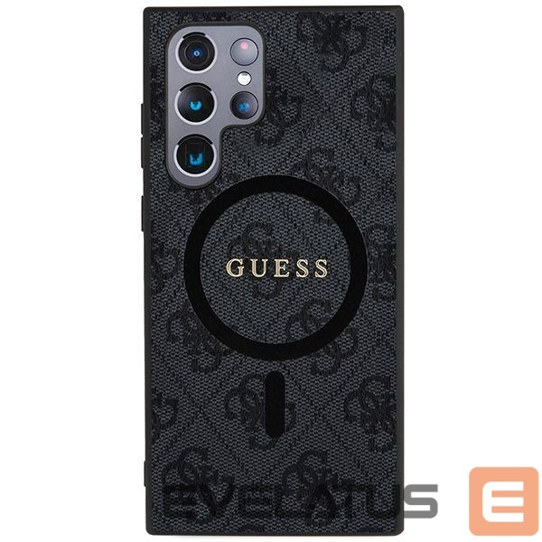 Kitas telefono priedas Guess Guess 4G Collection Leather Metal Logo MagSafe Case for Samsung Galaxy S24 Ultra - Black