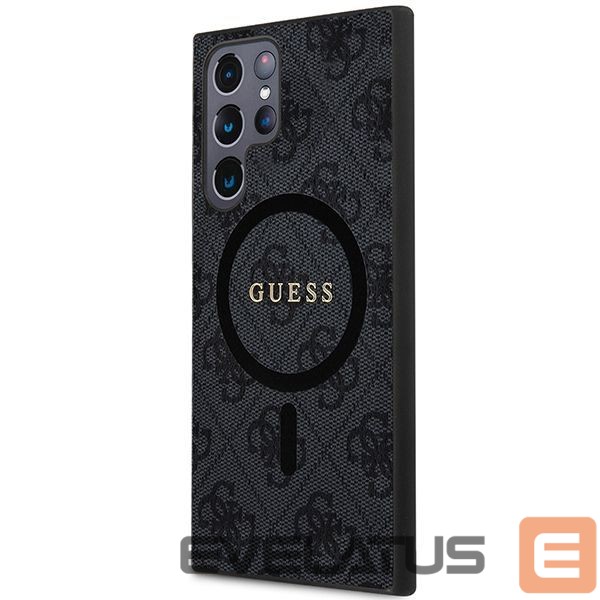 Kitas telefono priedas Guess Guess 4G Collection Leather Metal Logo MagSafe Case for Samsung Galaxy S24 Ultra - Black