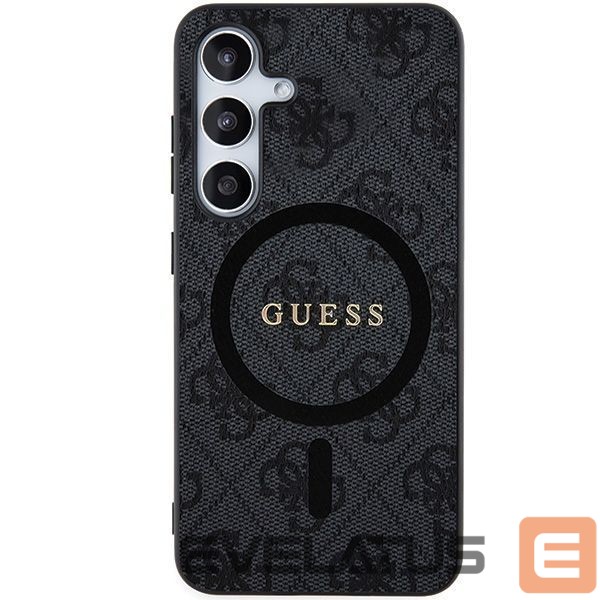 Kitas telefono priedas Guess Guess 4G Collection Leather Metal Logo MagSafe Case for Samsung Galaxy S24 - Black