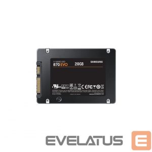 Kietasis diskas SDD Samsung  SSD 870 EVO 250 GB, SSD form factor 2.5", SSD interface SATA III, Write speed 530 MB/s, Read speed 560 MB/s 