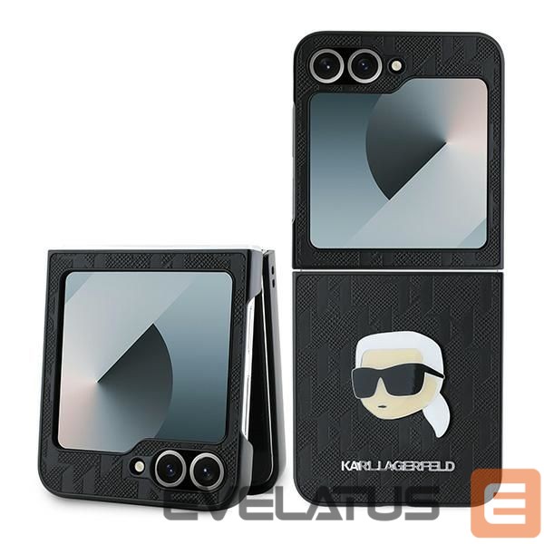 Nugarėlės dėklai Karl Lagerfeld Karl Lagerfeld Saffiano Monogram Case for Samsung Galaxy Z Flip 6 - Black