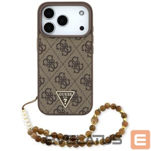 Kitos prekės Guess  Guess 4G Strap Triangle Logo MagSafe case for iPhone 17 Pro - brown 