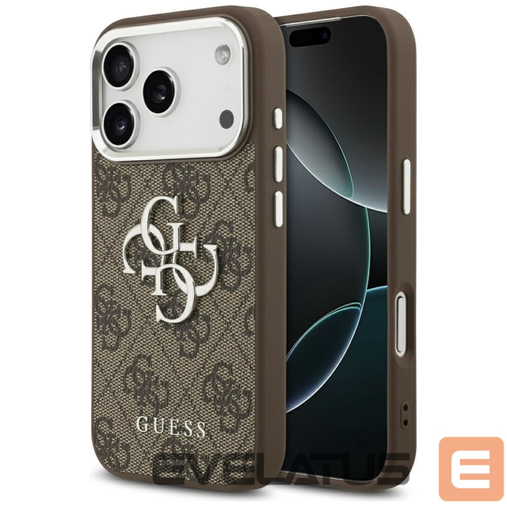 Kitos prekės Guess Guess 4G Big 4G Classic Logo case for iPhone 17 Pro brown - silver