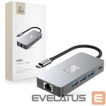 Kitos prekės Tech-Protect  Tech-Protect HB05 HUB 9in1 USB-C + USB2.0 + USB3.0 + HDMI 4K 60HZ + SD / TF + PD100W + RJ45 adapter - gray 