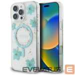 Kitos prekės Guess  Guess Resin Flowers Glitter MagSafe iPhone 16 Pro Case - Clear Green 