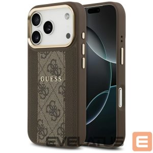Kitos prekės Guess  Guess 4G Stripe MagSafe case for iPhone 17 Pro - brown 