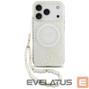 Kitos prekės Guess  Guess IML Flowers Electro Pearl Strap MagSafe Case for iPhone 17 Pro - White 