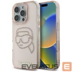 Kitos prekės Karl Lagerfeld  Karl Lagerfeld IML Rhinestones Karl Head Case for iPhone 16 Pro Pink 