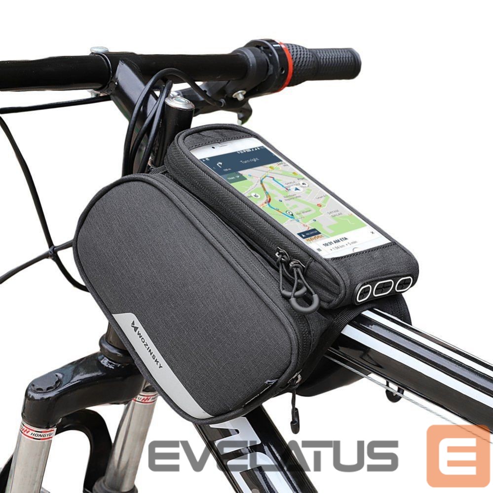 Dviračio priedas Wozinsky Wozinsky frame bike bag + detachable phone cover up to 6.5 "1.5l black (WBB7BK)