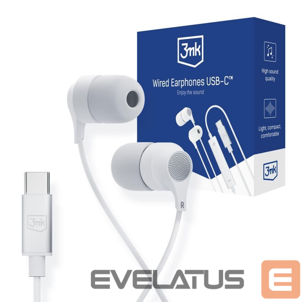 Kiti 3MK USB-C 3mk Wired Headphones - white