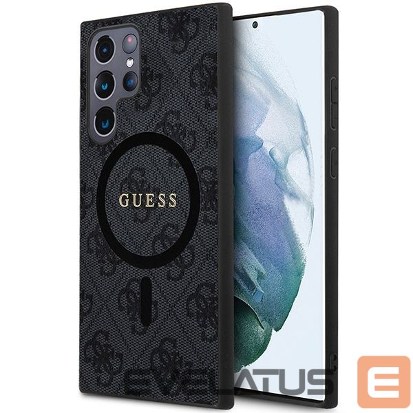Kitas telefono priedas Guess Guess 4G Collection Leather Metal Logo MagSafe Case for Samsung Galaxy S24 Ultra - Black