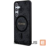 Kitas telefono priedas Guess  Guess 4G Collection Leather Metal Logo MagSafe Case for Samsung Galaxy S24 - Black 