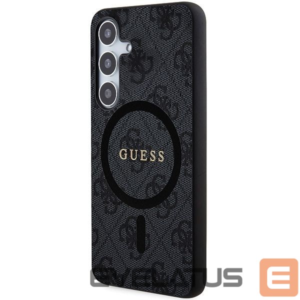 Kitas telefono priedas Guess Guess 4G Collection Leather Metal Logo MagSafe Case for Samsung Galaxy S24 - Black