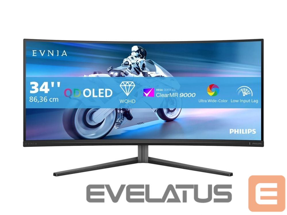Monitoriai Philips 34M2C6500/00 QD OLED Gaming Monitor 34" 3440x1440/21:9/0.03ms/HDMI DisplayPort USB Headphone Out