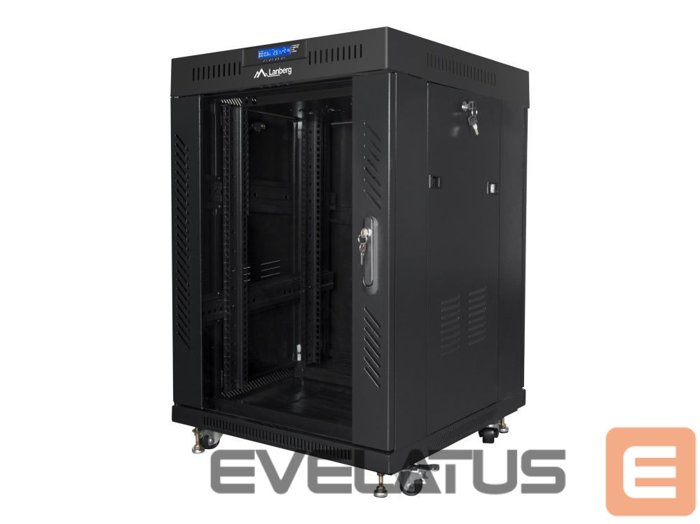 Serveriai Lanberg Rack cabinet 19" free-standing 15U/600x600 (flat pack) with glass door lCD V2, black |