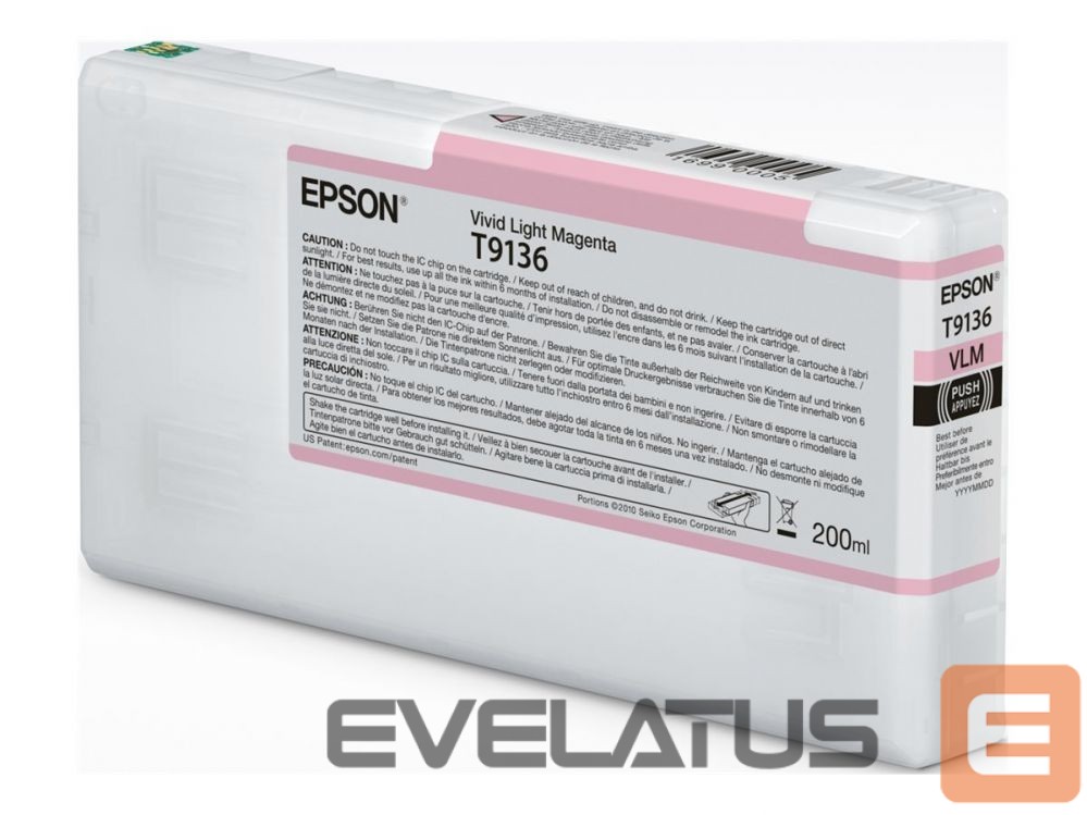 Eksploatacinės medžiagos spausdintuvams EPSON T91360N Ink Cartridge Vivid Light Magenta