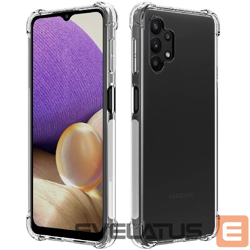 Nugarėlės dėklai Evelatus Samsung Galaxy A32 Military Shockproof Silicone Case TPU Transparent