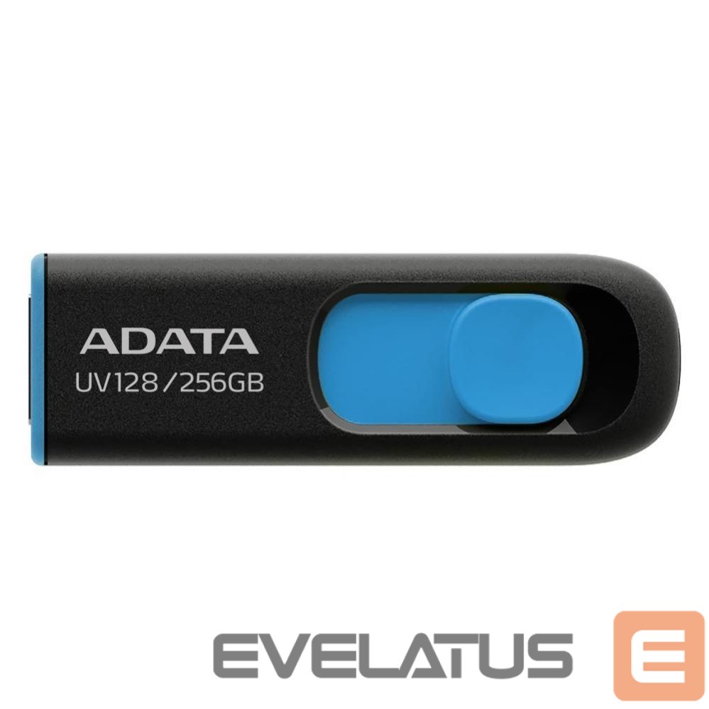 USB atmintinė ADATA MEMORY DRIVE FLASH USB3 256GB/BLK/BLUE AUV128-256G-RBE