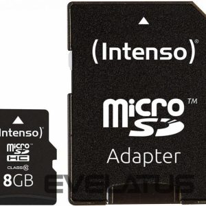 Kitas kompiuterio priedas Intenso  MEMORY MICRO SDHC 8GB C10/W/ADAPTER 3413460 