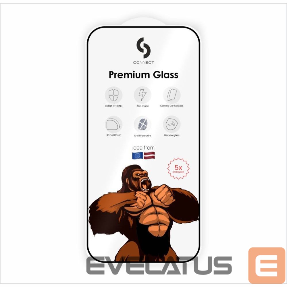 Apsauginiai stiklai Connect Samsung Galaxy S26 Edge / S26 Plus Corning Gorilla Glass Anti-Static 3D Full Cover 5X Stronger Black