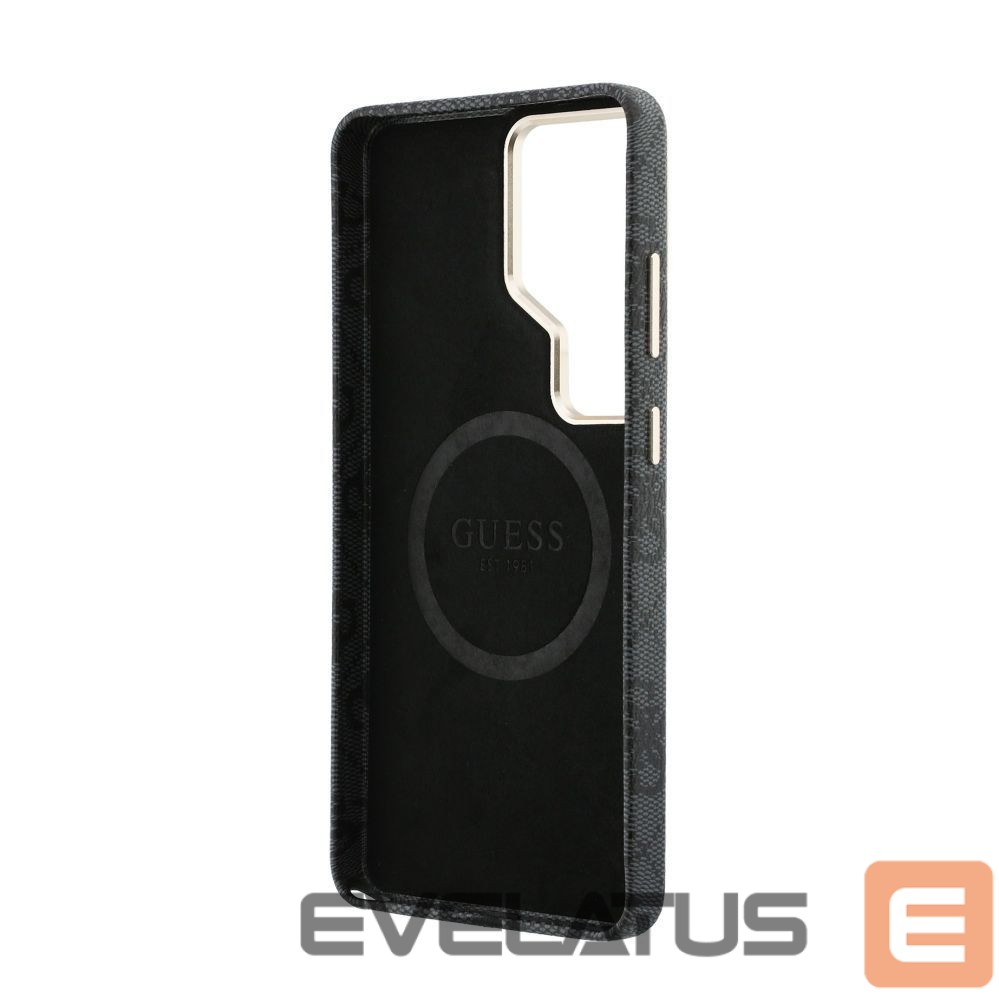 Universalus knygutės dėklas Guess Samsung Galaxy S26 Ultra PU 4G Script Metal Logo With MagSafe Case Black