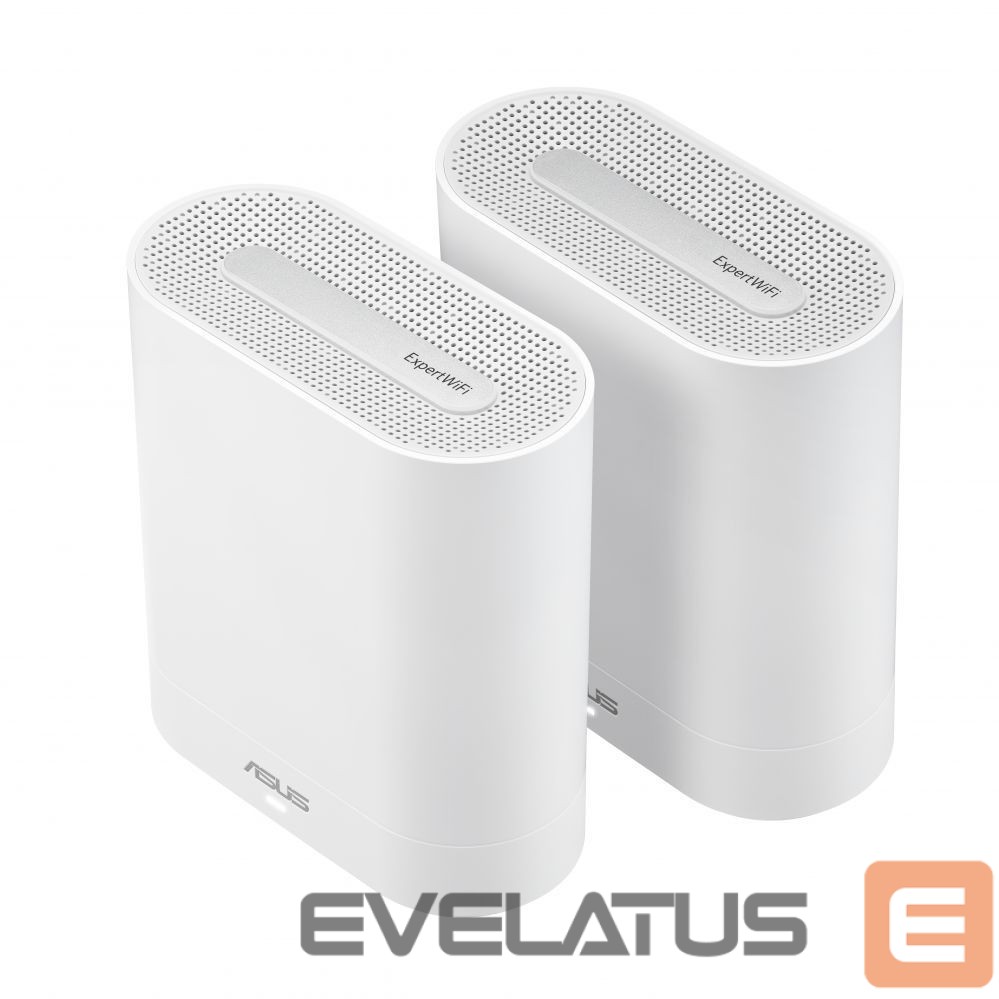 Maršrutizatoriai Asus Wifi 6 802.11ax Tri-band Business Mesh System EBM68 (2-Pack) 802.11ax, 4804 Mbit/s, 10/100/1000 Mbit/s, Ethernet LAN (RJ-45) ports 3, MU-MiMO No, No mobile broadband, Antenna type Internal, White