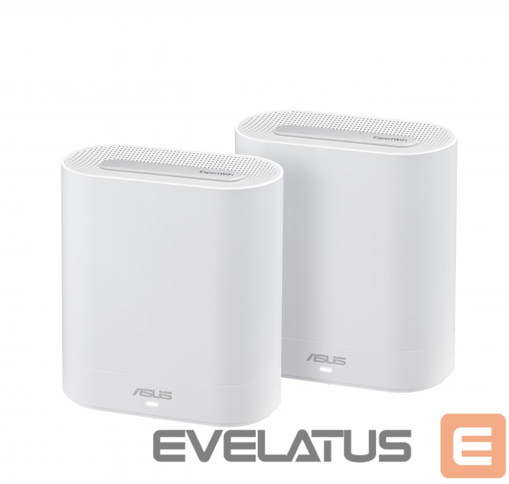 Maršrutizatoriai Asus Wifi 6 802.11ax Tri-band Business Mesh System EBM68 (2-Pack) 802.11ax, 4804 Mbit/s, 10/100/1000 Mbit/s, Ethernet LAN (RJ-45) ports 3, MU-MiMO No, No mobile broadband, Antenna type Internal, White
