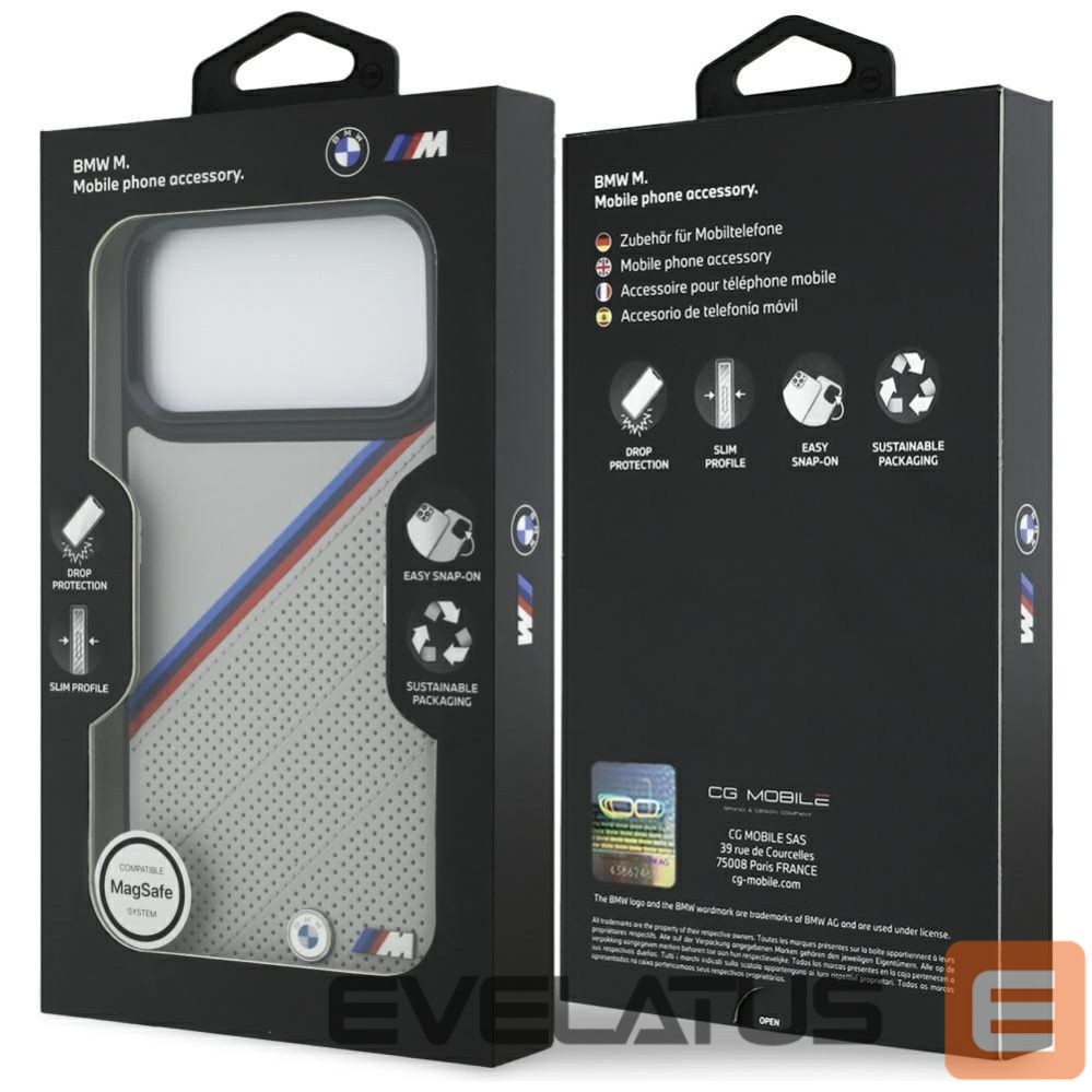 Kitos prekės BMW BMW M Tricolor Metal Logo MagSafe Case for iPhone 17 Pro Max - Gray