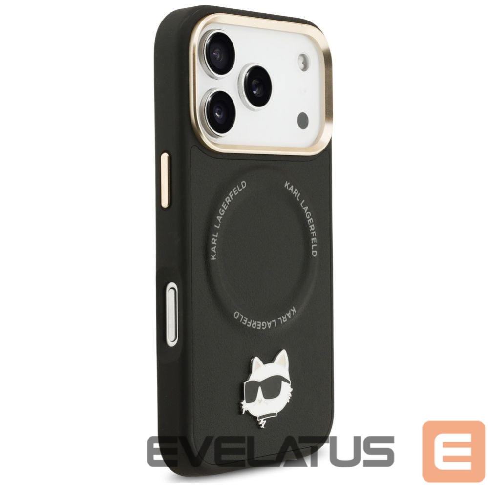 Kitos prekės Karl Lagerfeld Karl Lagerfeld Big Strap Choupette Metal Logo MagSafe Case for iPhone 17 Pro Max - Black