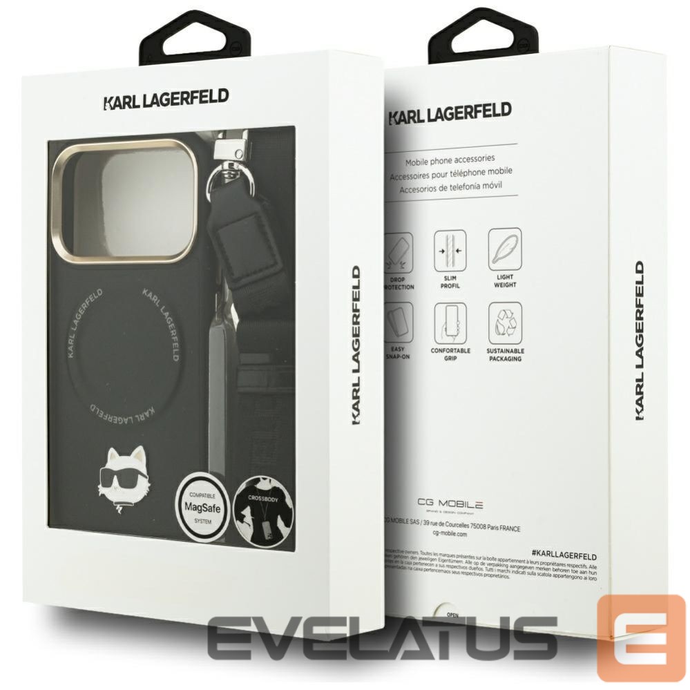 Kitos prekės Karl Lagerfeld Karl Lagerfeld Big Strap Choupette Metal Logo MagSafe Case for iPhone 17 Pro Max - Black