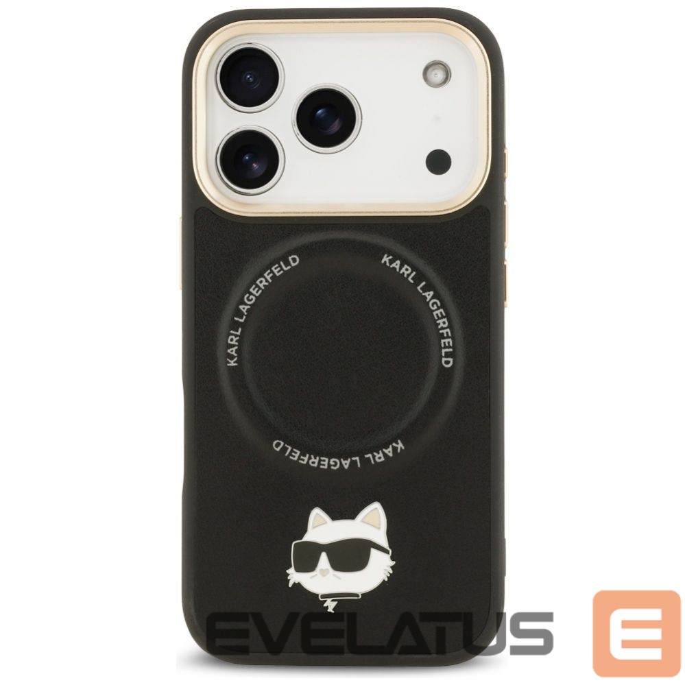 Kitos prekės Karl Lagerfeld Karl Lagerfeld Big Strap Choupette Metal Logo MagSafe Case for iPhone 17 Pro Max - Black