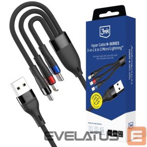 Kitos prekės 3MK  3mk Hyper Cable N-SERIES 3 in 1 USB-A / Lightning / Micro 1.2m 9V/2A 18W - black 