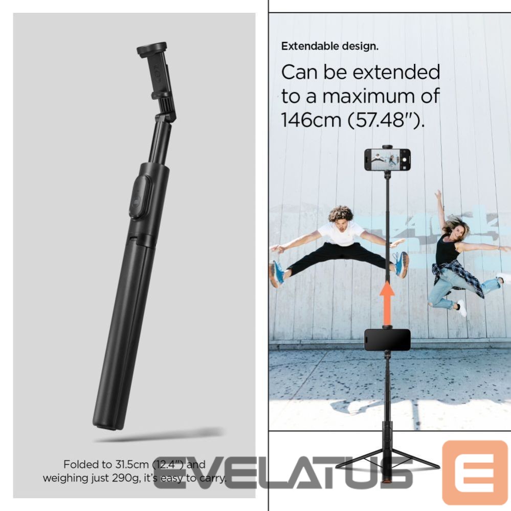 Kitos prekės Spigen Spigen S541W Bluetooth Selfie Stick - Black