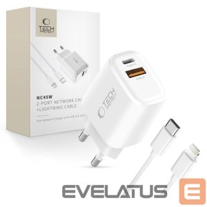 Kitos prekės Tech-Protect  Tech-Protect NCA45W-GAN 2-Port 45W Wall Charger - White 