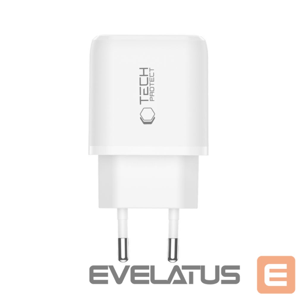 Kitos prekės Tech-Protect Tech-Protect NCA45W-GAN 2-Port USB-C / USB-A 45W Wall Charger - White