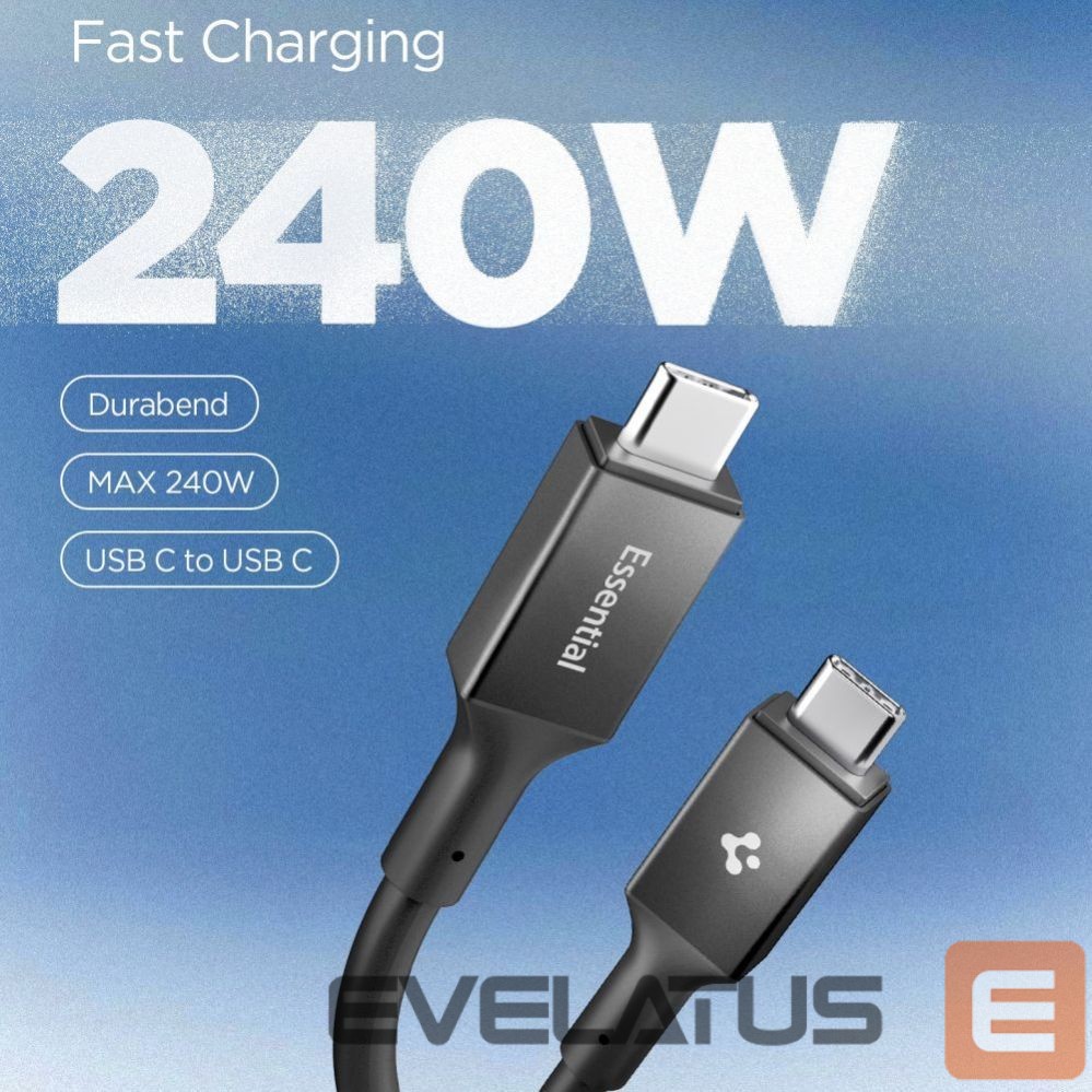 Kitos prekės Spigen Spigen Essential EB24012CC USB-C / USB-C 240W 120cm Cable - Black