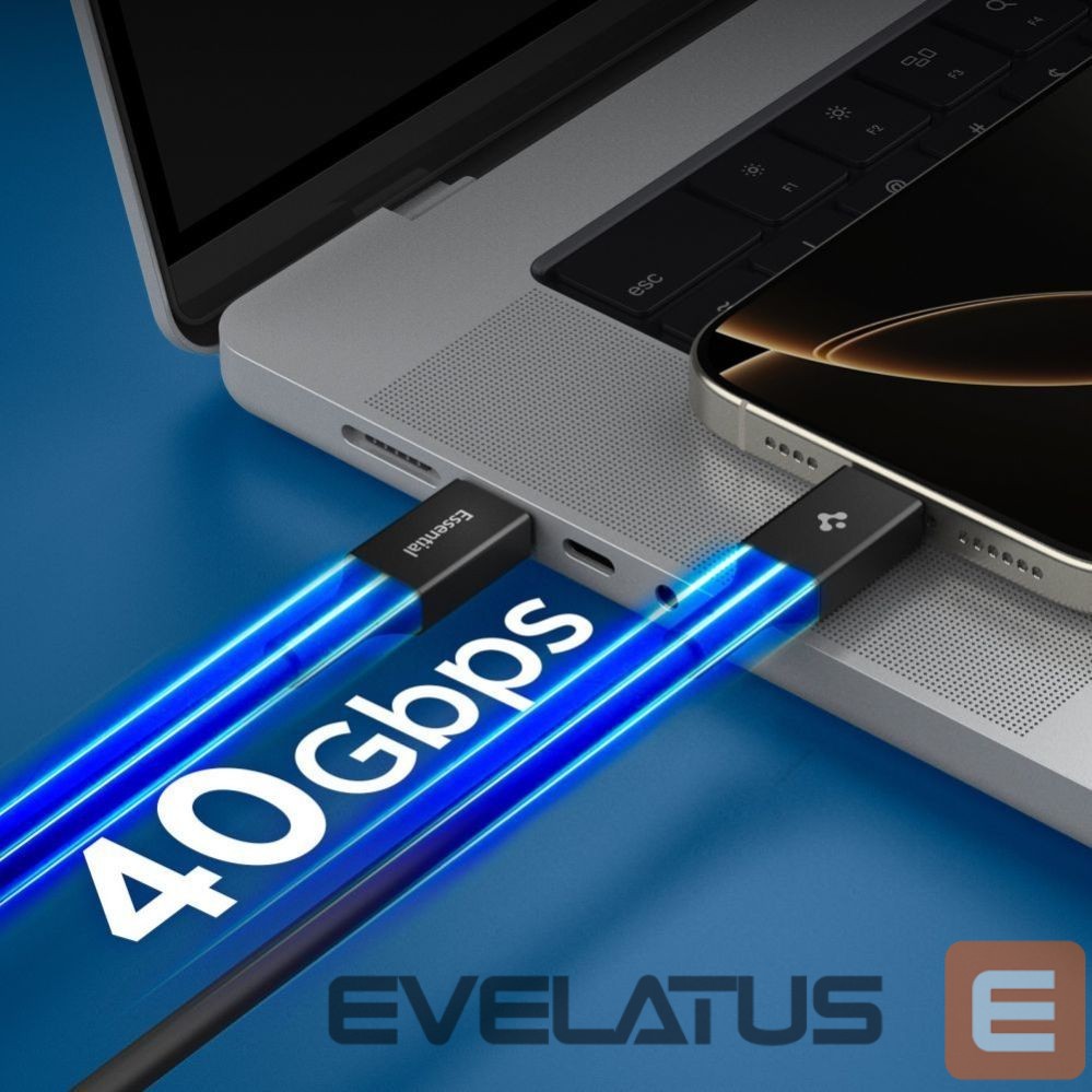 Kitos prekės Spigen Spigen Essential EB24012CC USB-C / USB-C 240W 120cm Cable - Black