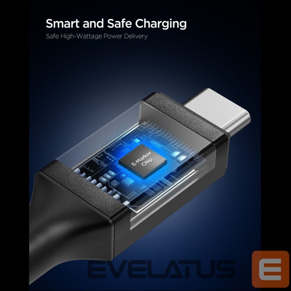 Kitos prekės Spigen Spigen Essential EB24012CC USB-C / USB-C 240W 120cm Cable - Black