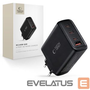 Kitos prekės Tech-Protect  Tech-Protect NC140W-GAN 4-Port 140W Wall Charger - Black 