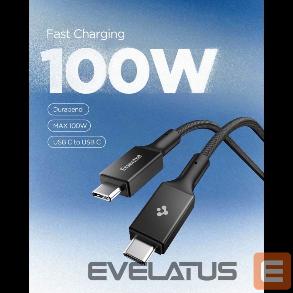 Kitos prekės Spigen Spigen Essential EB10015CC USB-C / USB-C 100W 150cm Cable - Black