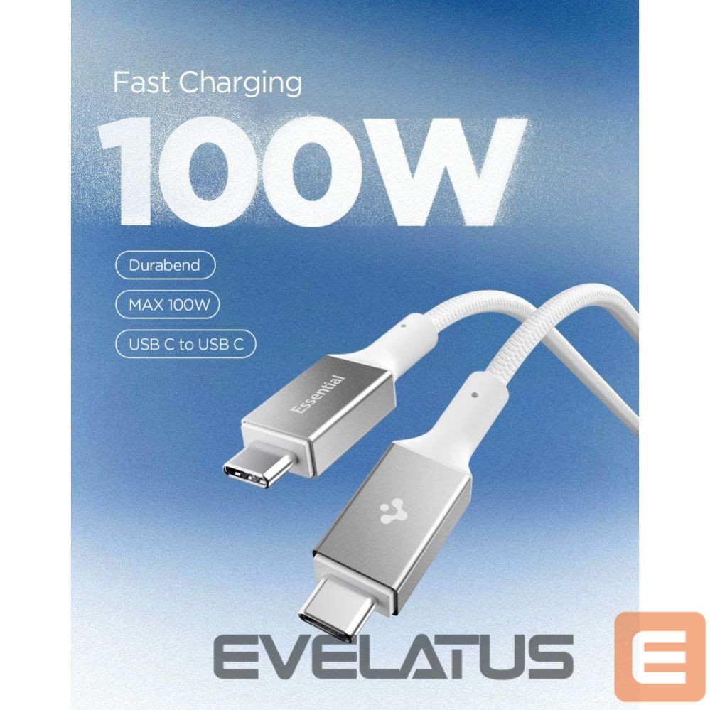 Kitos prekės Spigen Spigen Essential EB10015CC USB-C / USB-C 100W 150cm Cable - White