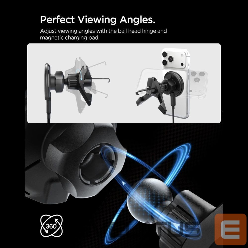 Kitos prekės Spigen Spigen EV15MAQ Essential Qi2 MagSafe Car Air Vent Holder - Black