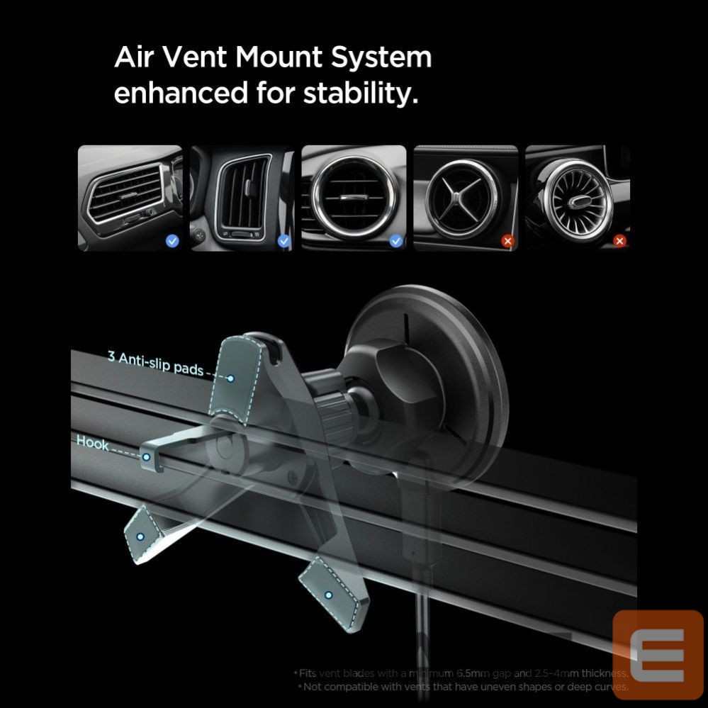 Kitos prekės Spigen Spigen EV15MAQ Essential Qi2 MagSafe Car Air Vent Holder - Black