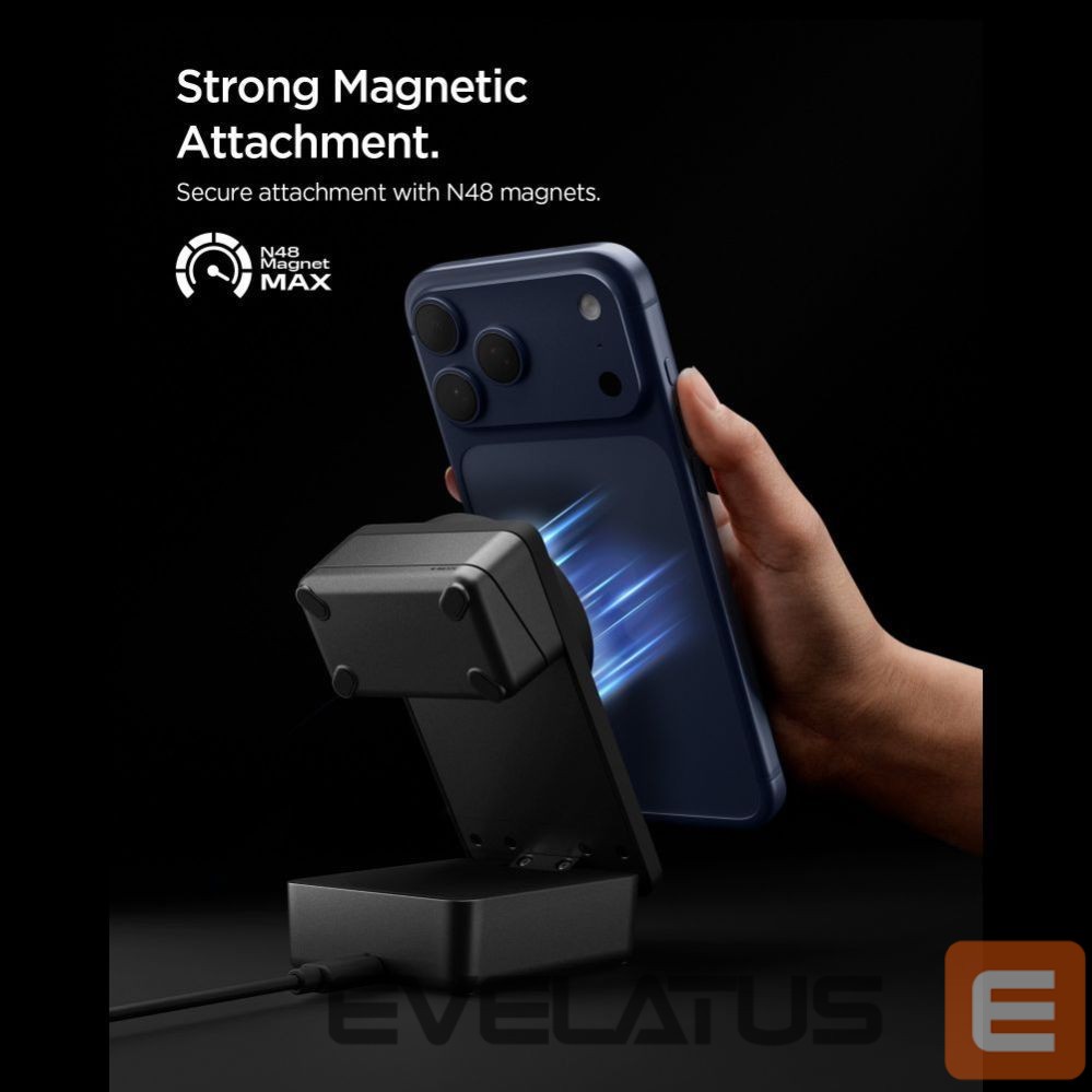 Kitos prekės Spigen Spigen Essential Qi2.2 25W 3in1 MagSafe Magnetic Wireless Charger - Black