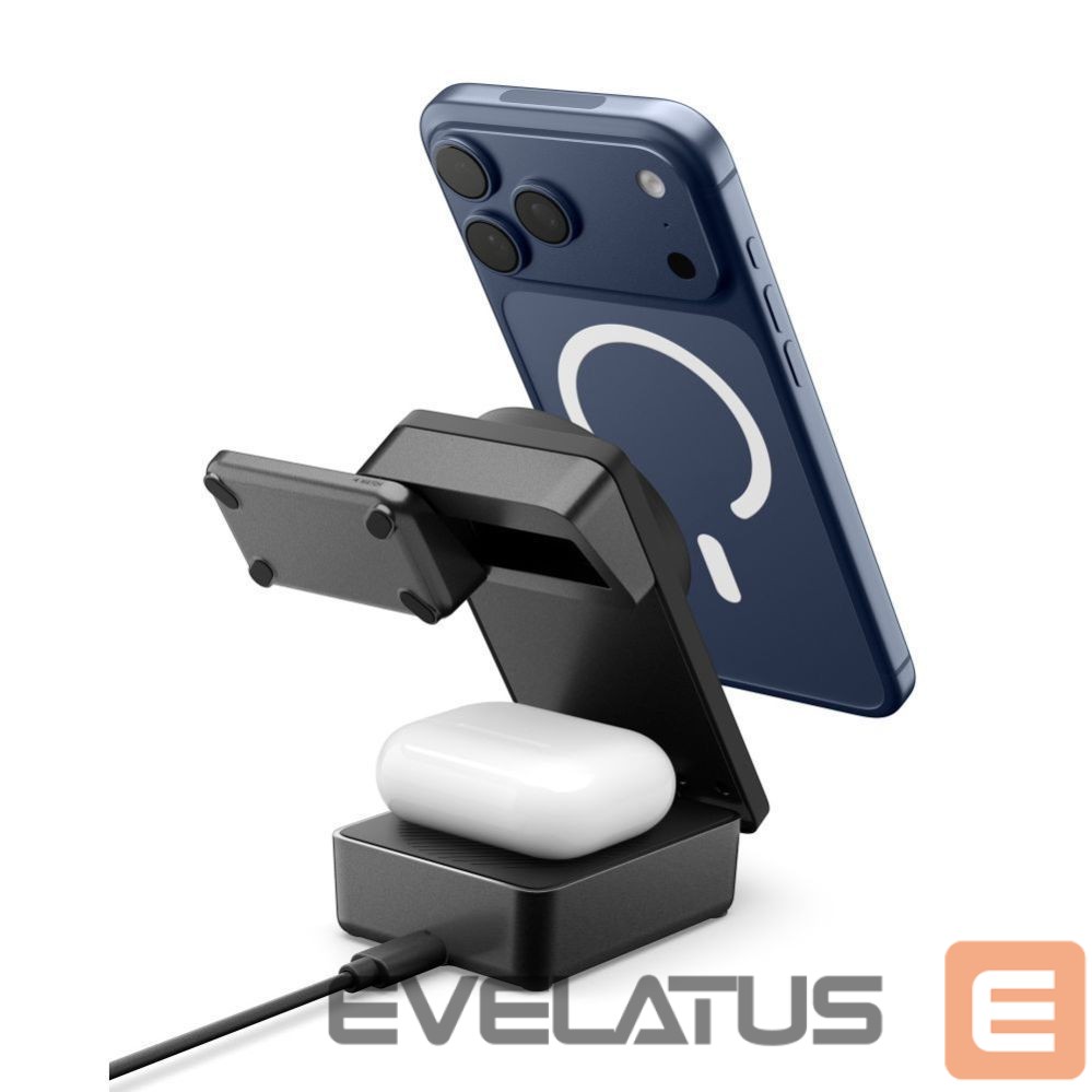 Kitos prekės Spigen Spigen Essential Qi2.2 25W 3in1 MagSafe Magnetic Wireless Charger - Black