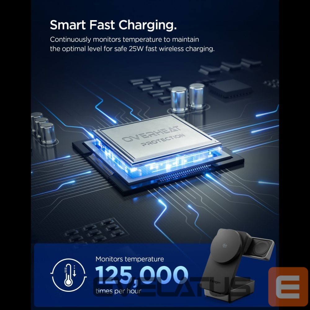 Kitos prekės Spigen Spigen Essential Qi2.2 25W 3in1 MagSafe Magnetic Wireless Charger - Black